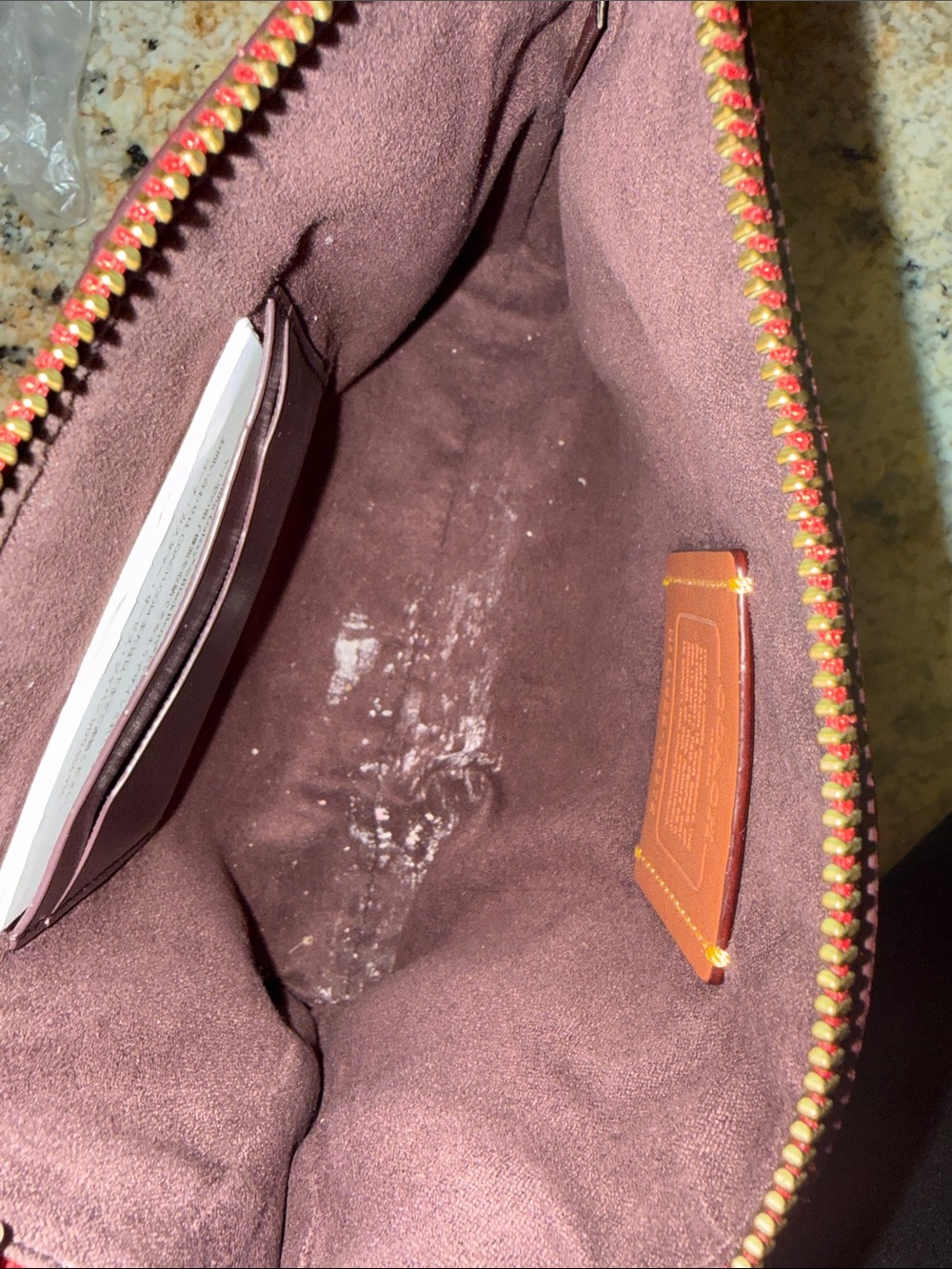 Coach Red Pebbled Leather and Signature Canvas Wristlet - Picture 4 of 4